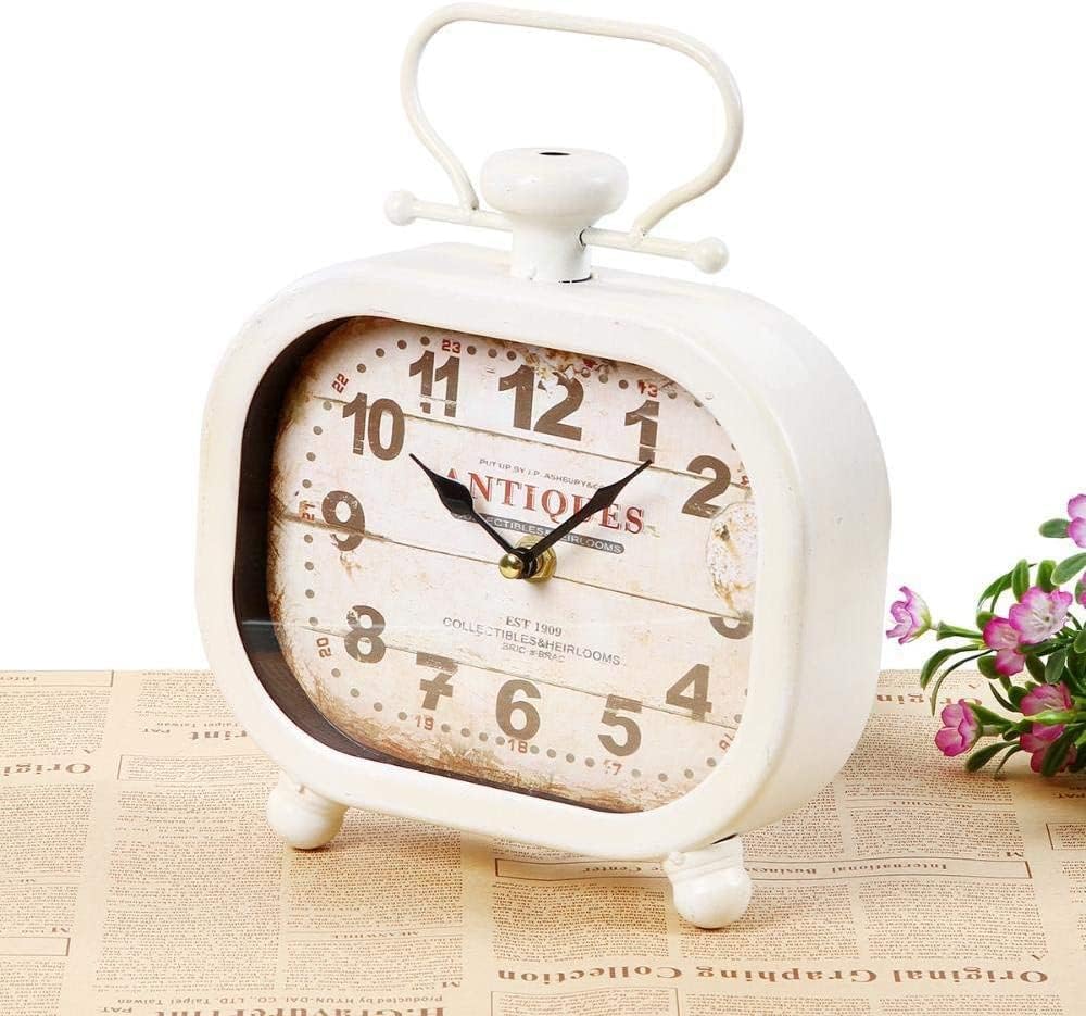 Mantel Clock Retro Square Creative One-Sided Mute Clock Office Ornaments Home Craft Decorations 20x7x25cm
