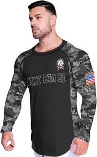 365CUSGIFTS - Hit Em Up Camo American Customized Print 3D Never Fade Rash Guard, Mens Rash Guard Long Sleeve - XL