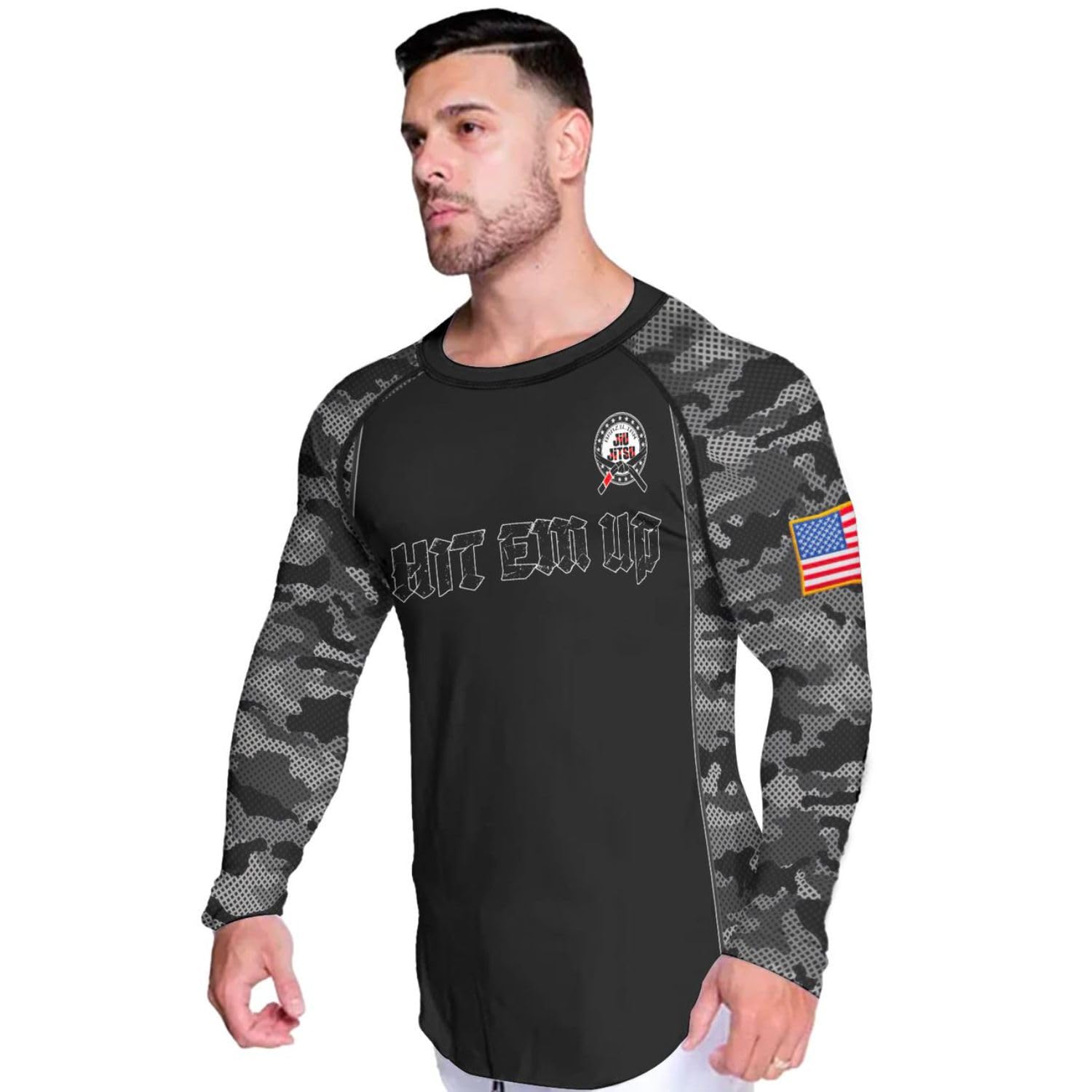365cusgifts Customized America Flag Print 3D Never Fade Compression Shirt, Mens Rash Guard Long Sleeve, Full Size XS-5XL-picture-22
