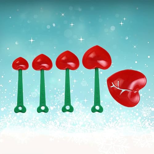 Miniatura 2 de Juego de 10 cucharas medidoras de forma para hornear, corazón líquido y kit de polvo  tazas, cucharas de plástico, separador de huevos para anidar