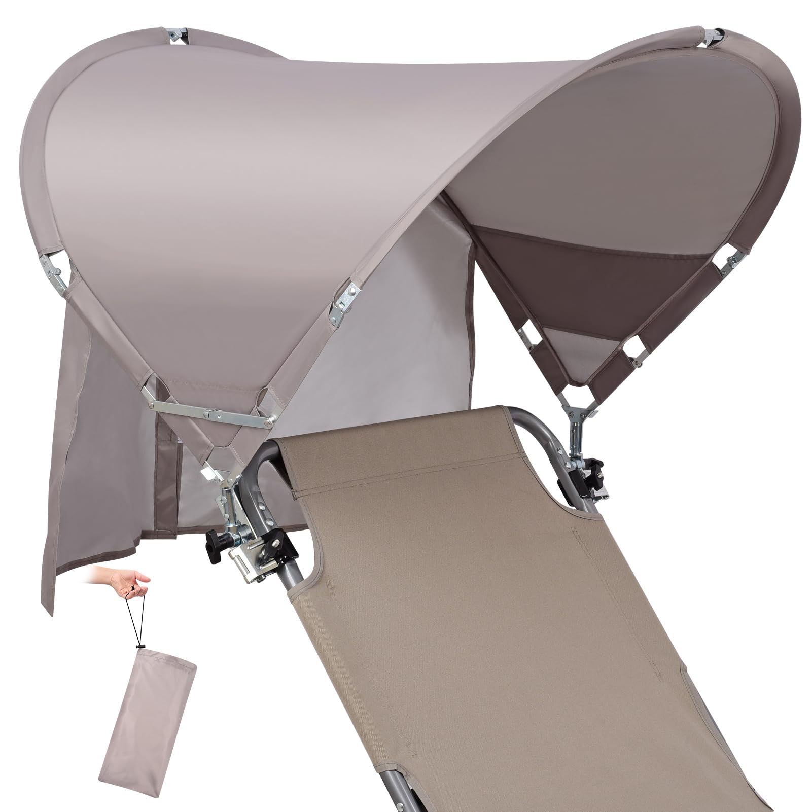 Universal Wind-Resistant Chair Umbrella Canopy, Foldable Portable UPF 50+ Sun Shade Attachment with Adjustable Clamp, Fits Most Beach, Camping, Lawn, Sports, Tanning, Zero Gravity Chairs & Wheelchairs — view 30
