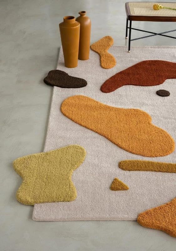 Image of Hand Tufted Modern Design Exported Collection High Low Pattern Wool Carpet for Living Room, Bedroom & Hall (Multi S, 10 x 14 Feet)
