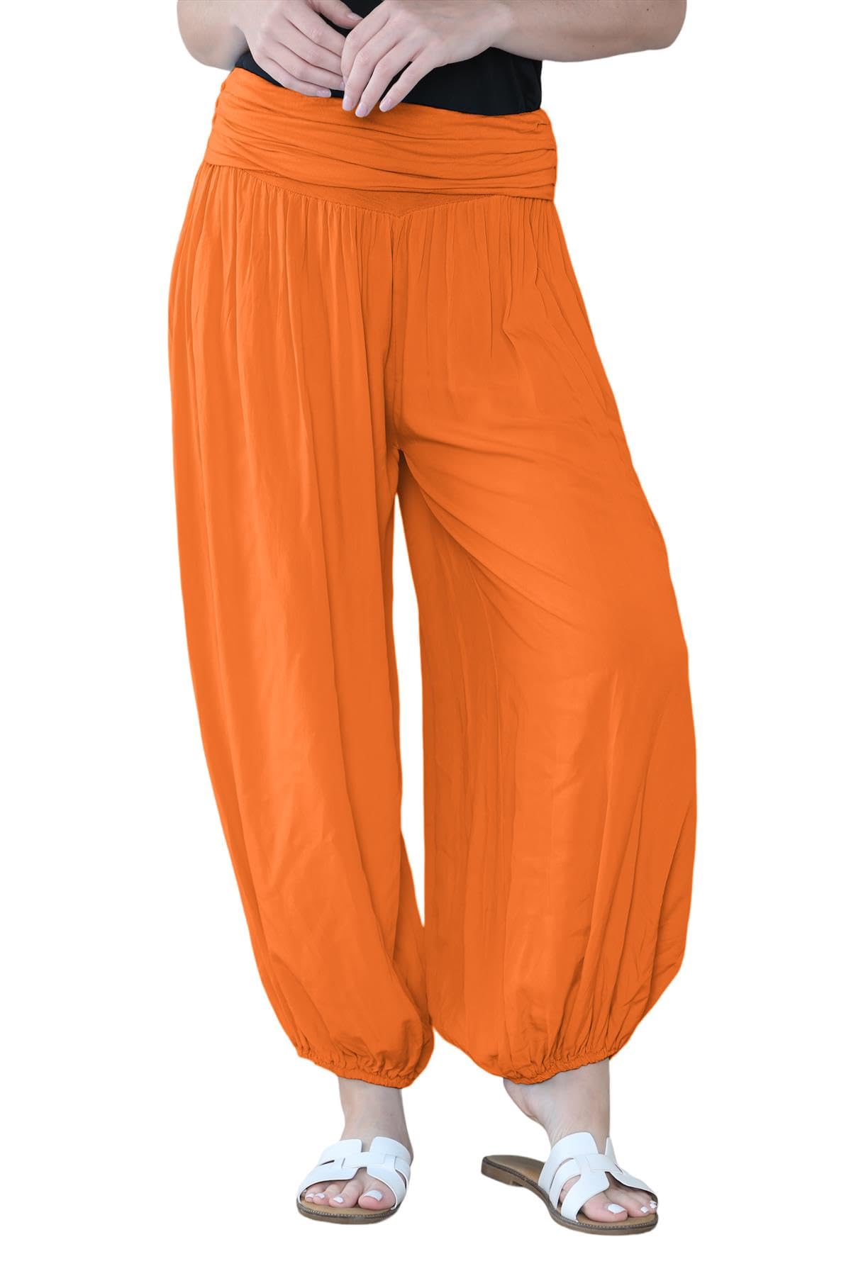 Hamishkane Women's Orange Hamishkane® Italian Baggy Harem Alibaba Pants Trousers Comfortable & Stylish Loose Fit Harem Trousers For Uk | Perfect Summer Trousers For Uk