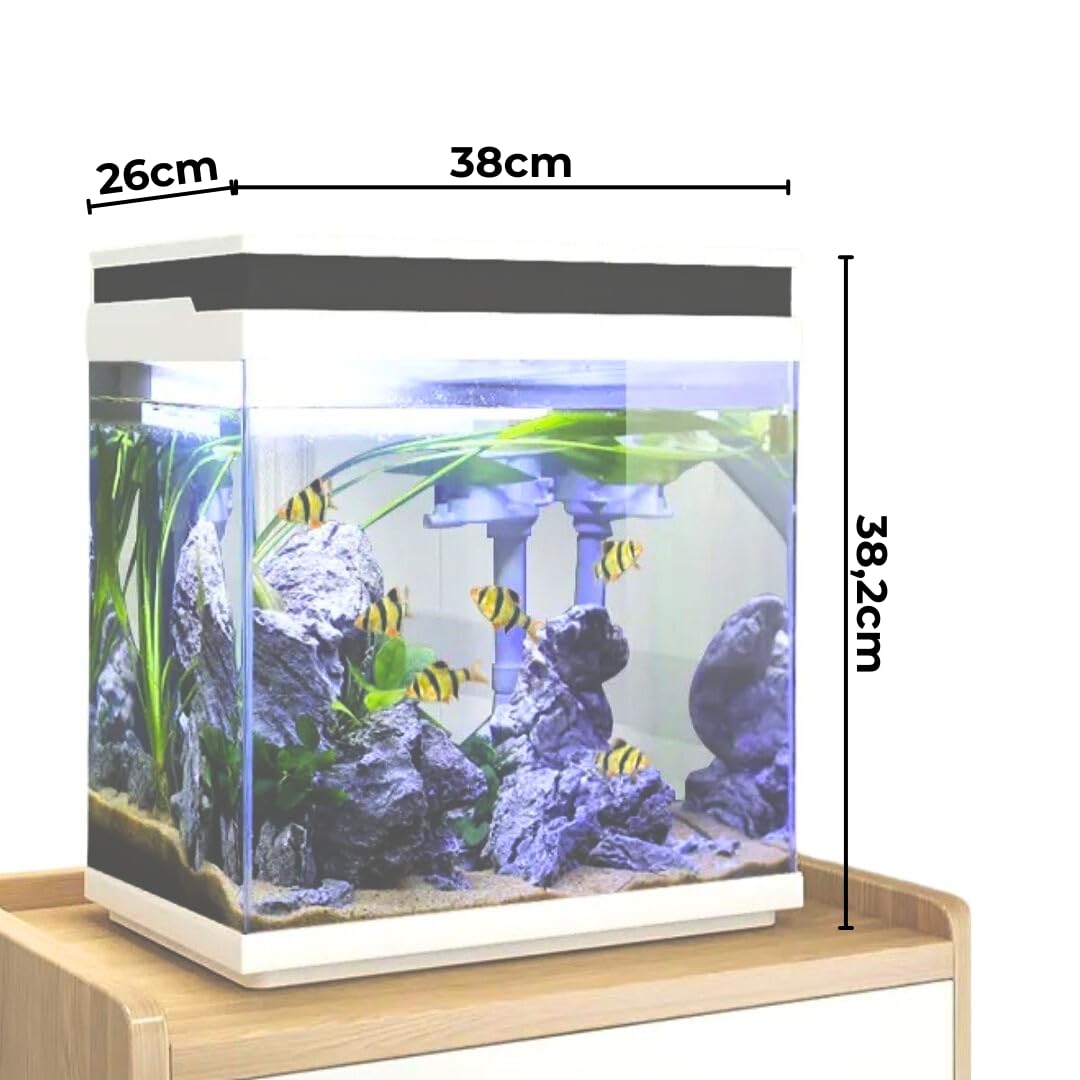 AquaOne Aquarium Komplettset LED mit Pumpe HNE-380 I Kleines Nanoaquarium 26 Liter mit Filteranlage I Mini Nano Becken Set für Fische und Garnelen