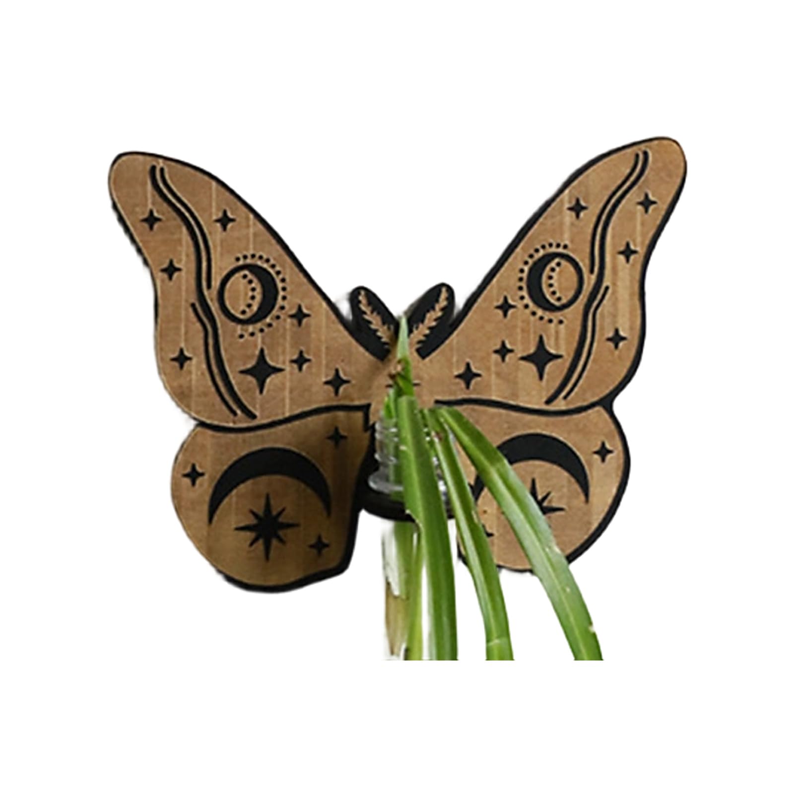 carotoe Natural Wood Wall Mounted Shelf for Hanging Plant Featuring Artistic Butterfly Cutout Pattern Wooden Plant Shelf