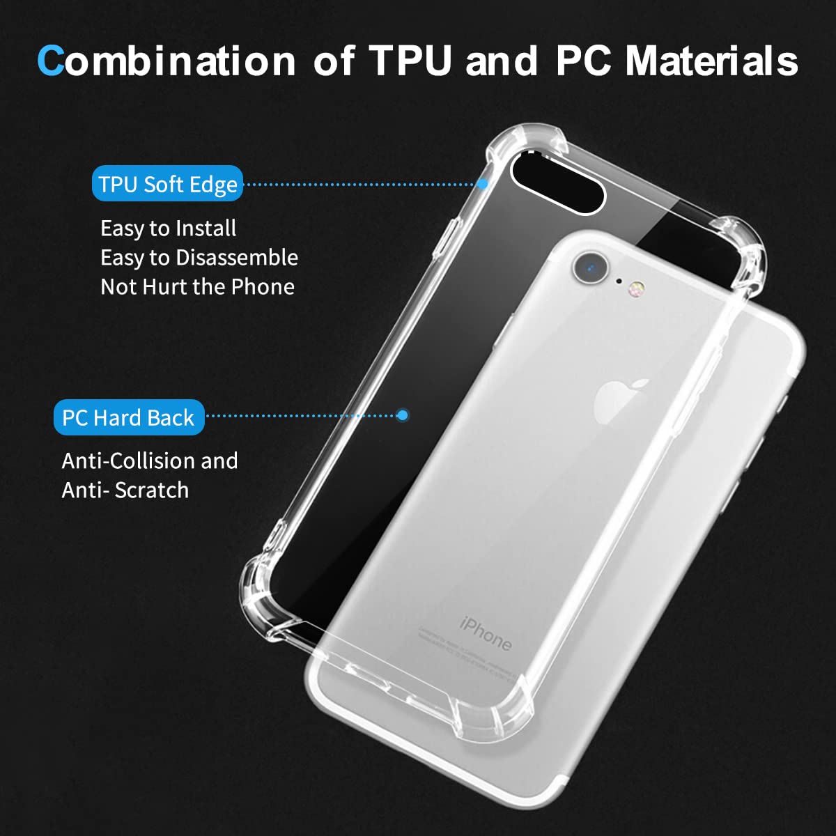 Funda IPhone SE 3/2/8/7 Transparente Antigolpes - Whioltl