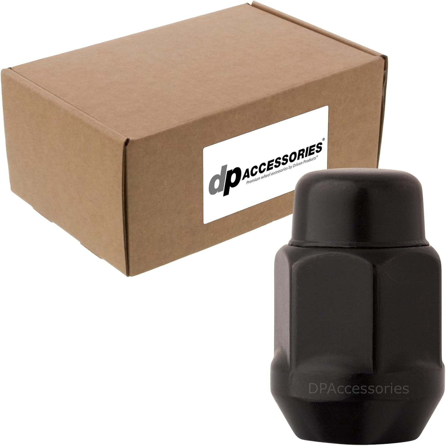 DPAccessories Black M12x1.50 Lug Nuts - Closed End Bulge Acorn - 21mm (13/16") Hex - 1.4" Tall - Set of 16 - LCB3C6HE2BK04016