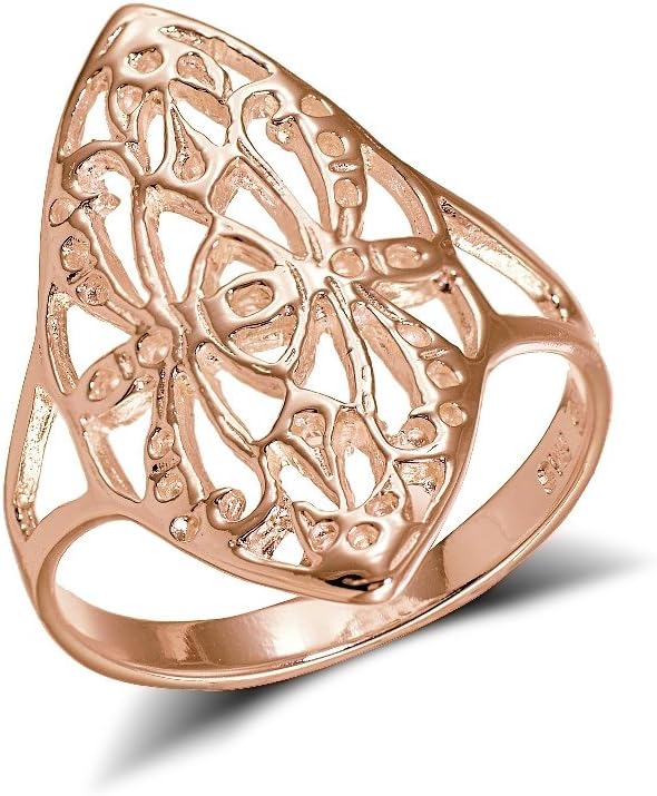 Hoops & Loops Sterling Silver Filigree Cross Pattern Long Ring