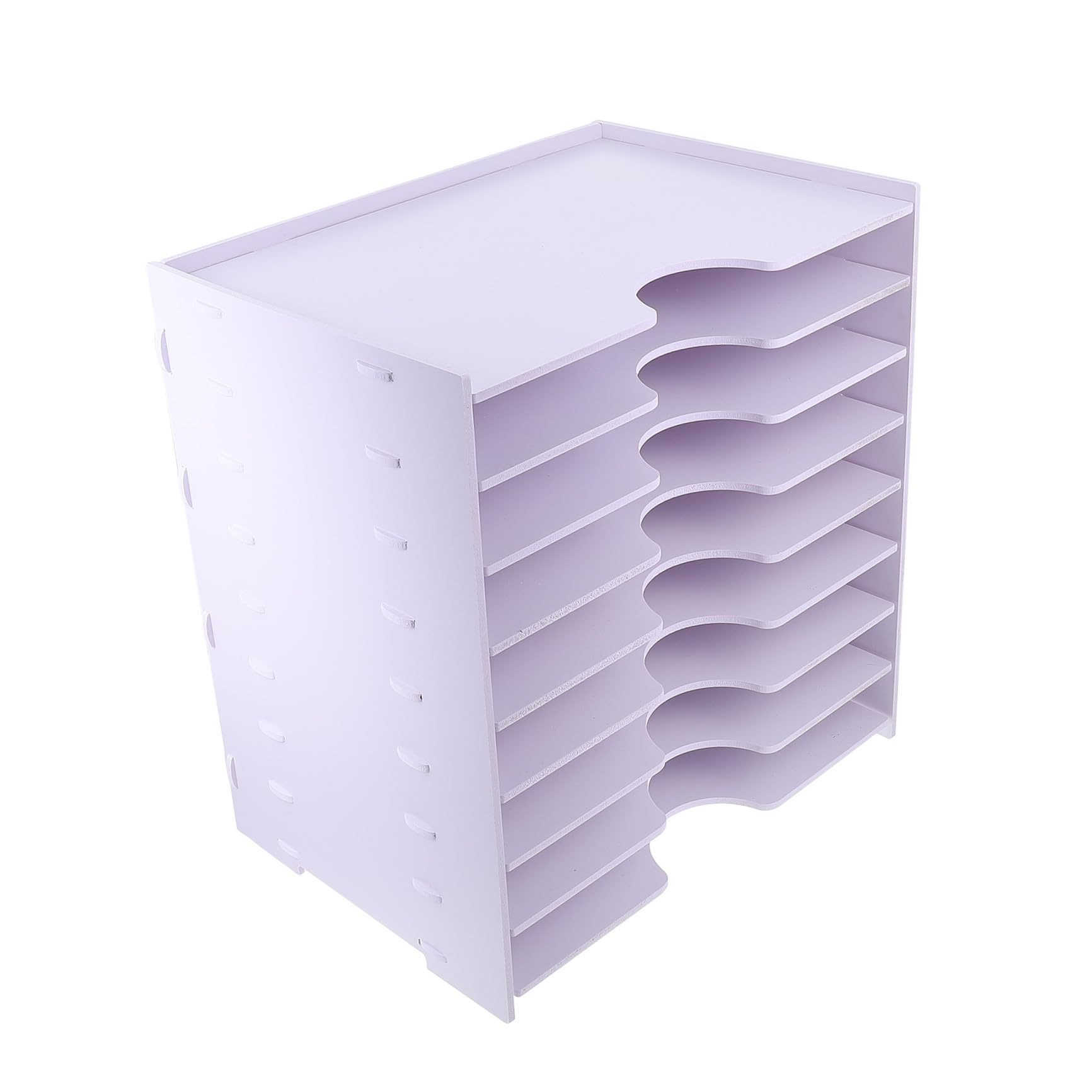 INOOMP Organisateur de Rangement de Fichiers Blanc Multi-niveaux en Pvc et Bois, Grosse Capacité, Utilisation Pratique pour Bureau et Dortoir, Léger et Fonctionnel