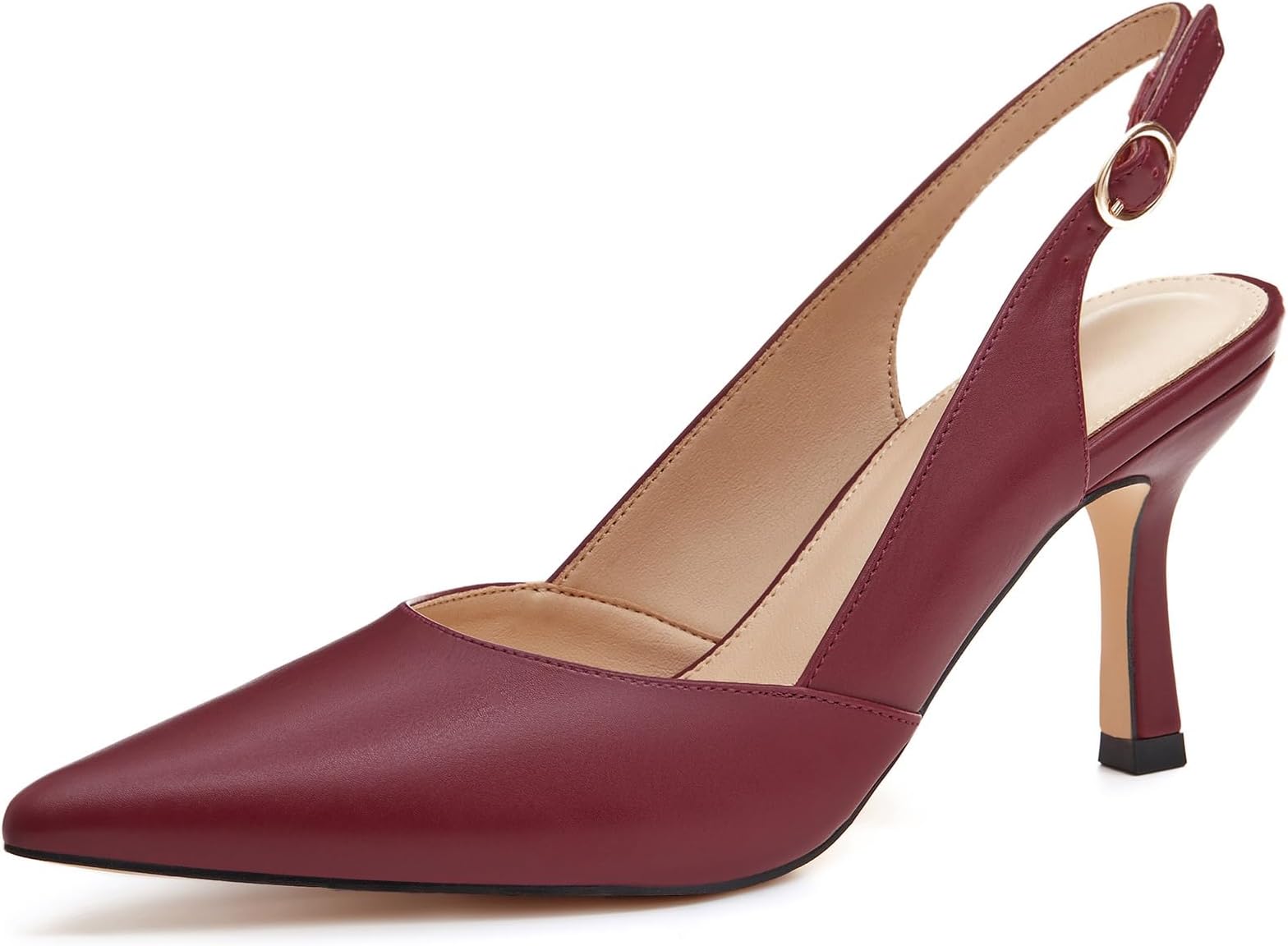 Women's Slingback Kitten Heels Closed Pointed Toe Backless Wedding Party Dress Pumps Shoes