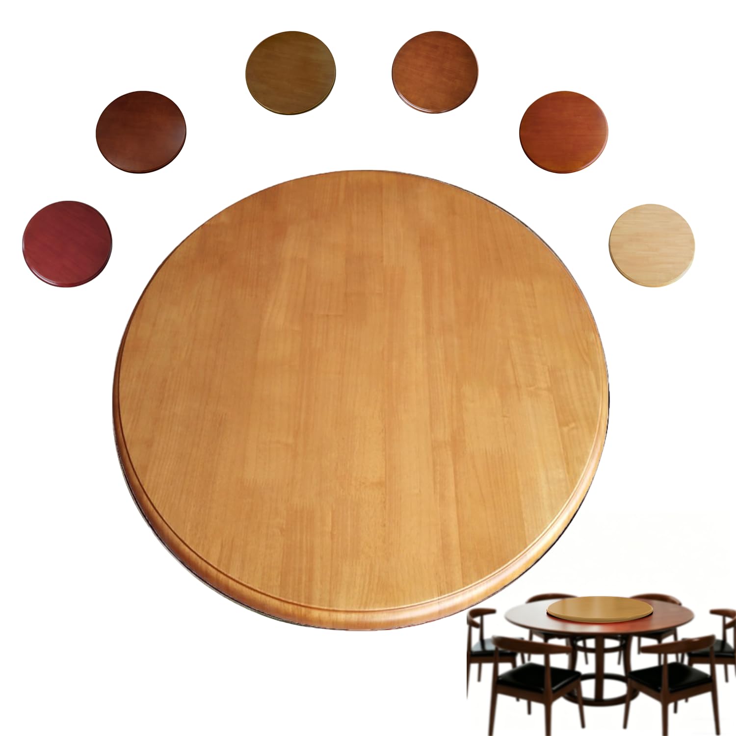 GGJYSYYK Lazy Susan Turntable Brown Rotating Tray Round Serving Plate Tabletop Rotating Easy-To-Install Tray Round Tabletop Serving Plate for Restaurants, Hotels And Party,F,70cm