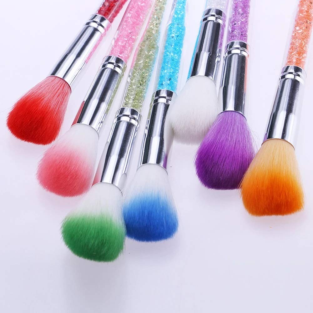 Pinceaux de Maquillage Accessoires de Soin des Ongles Nail Art Brosse Poussière Brosse Rouleau avec poignée Longue Creuse(Argento)