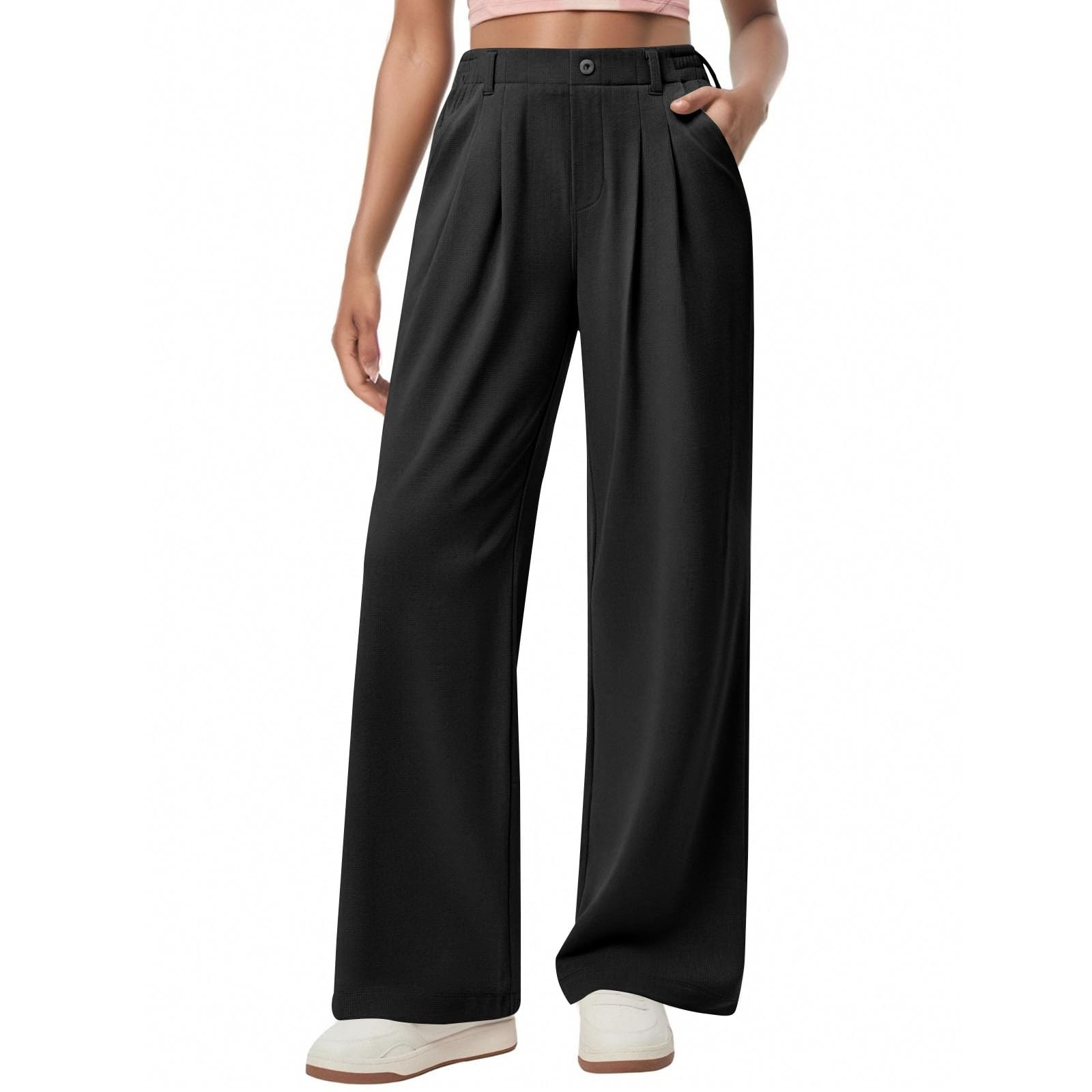 Dress Pants for Women Business Casual High Waisted Wide Leg Palazzo Pants Loose Fit Comfy Office Slacks with