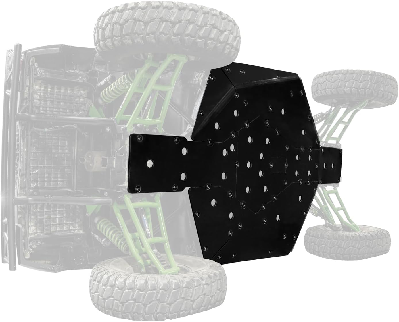 SuperATV Full Skid Plate for Kawasaki Teryx (See Fitment) | Full Front to Back Protection | Drain Ports Make Cleanup Easy | Made of 1/2 Inch Thick ARMW | Abrasion, Break, Bend Resistant | USA Made