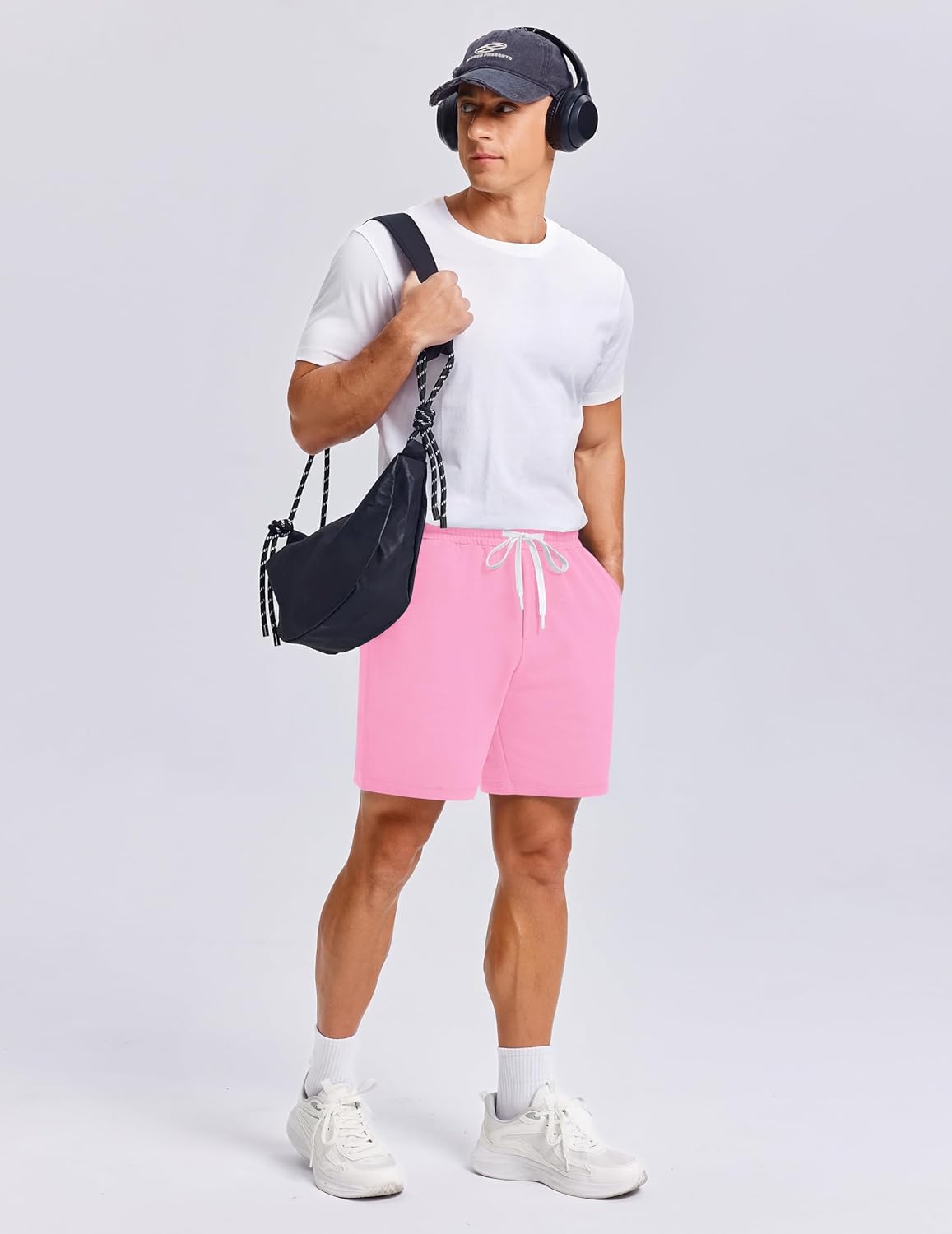 PINSPARK Men's Casual Sweat Shorts 7" Cotton Athletic Running Lounge Shorts with Drawstring Workout Gym Lightweight - Image 3