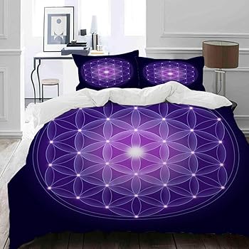 Migaga Parure De Lit Adulte Housse De Couette Fleur De Vie Avec Etoiles Symbole Spirituel Geometrie Sacree 1 Housse De Couette 140 X 0cm 2 Taies D Oreillers 50 75 Cm Amazon Fr Cuisine Maison