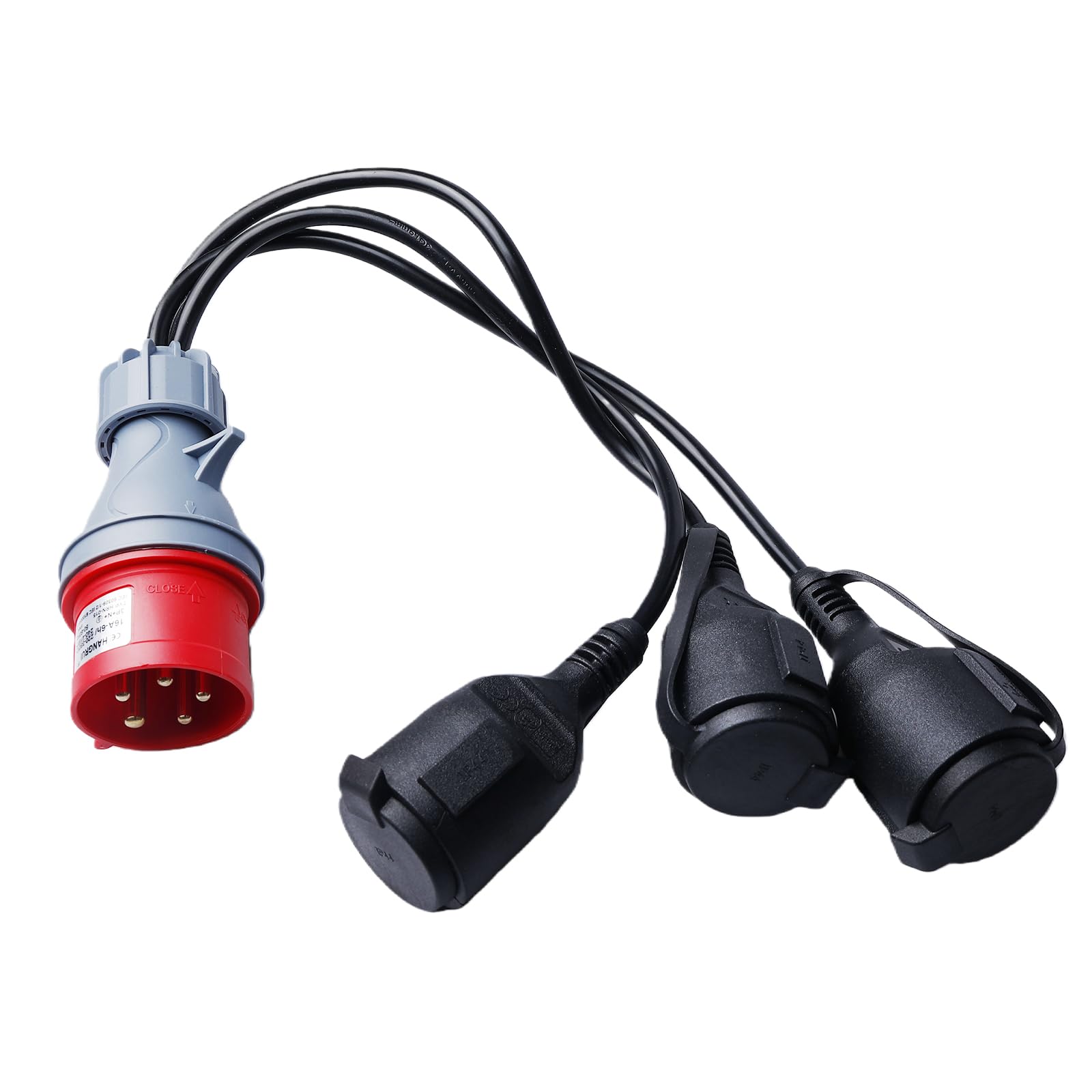 Adaptador CEE de corriente fuerte, 400 V 16 A macho a 3 x 230 V acoplador, 3 x 2,5 mm², adaptador de corriente fuerte, adaptador CEE Schuko, cable adaptador CEE para caravana, industria y exterior
