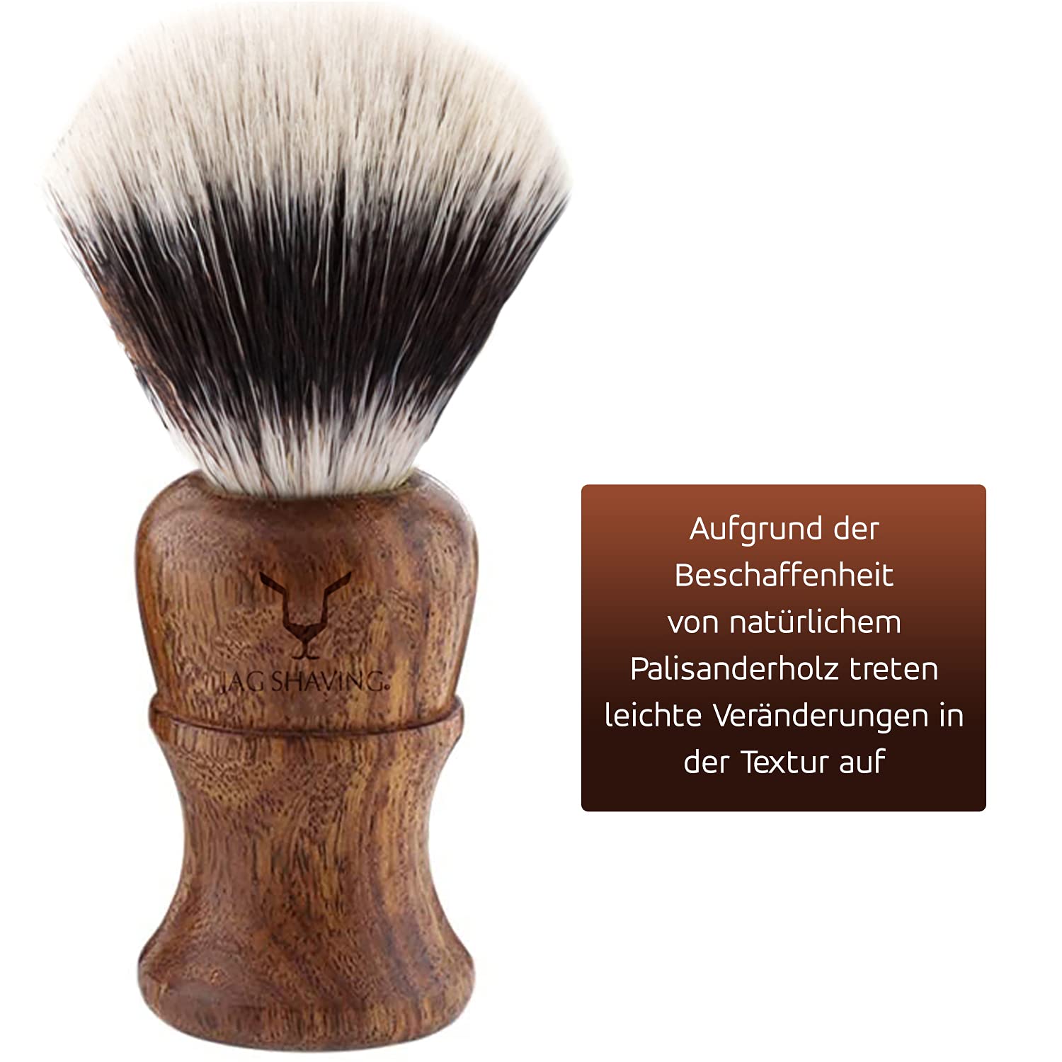Jag Shaving zestaw do golenia – zrównoważony, 4-częściowy zestaw do golenia z drewna – syntetyczny pędzel do golenia ze srebrnymi końcówkami – podwójna krawędź ostrza do golenia – stojak do golenia – skórzana torba na maszynki do golenia