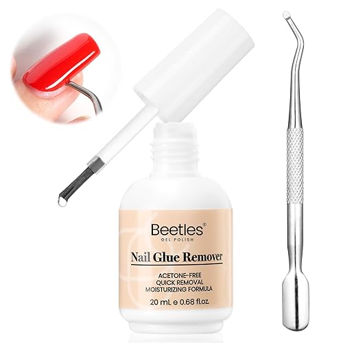 Beetles - Pegamento removedor de pegamento de uñas de 0.7 onzas líquidas para uñas postizas, removedor de pegamento de uñas postizas acrílico con
