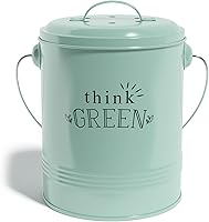 Barnyard Designs Mint Kitchen Compost Bin - 1.2 Gallon Countertop Composter with Odor Filters, Removable Bucket & Lid