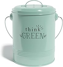 Barnyard Designs Compost Bin for Kitchen Counter - 1.2 Gallon Countertop Composter with Extra Smell-Absorbing Filters and Inner Bucket for Easy Cleaning - Food Waste Bin for Kitchen with Lid (Mint)