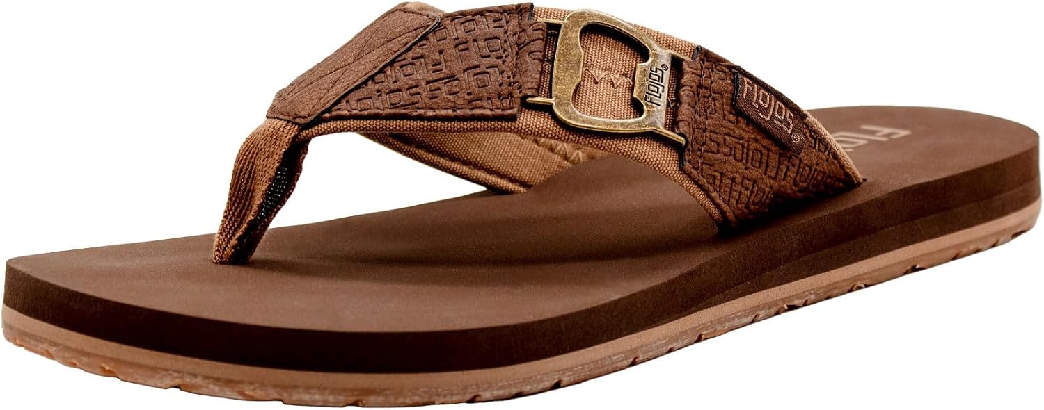 Flojos Estiler Lite Men's Sandal, Faux Leather/Webbed Upper W/Bottle Opener
