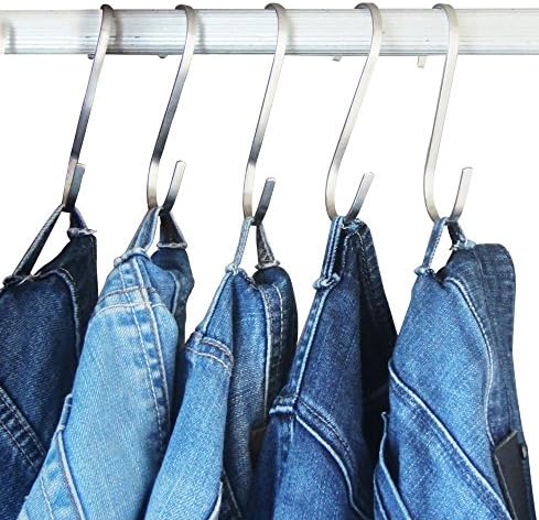 Newthinking 6 Pack Multifunction S Flat Hooks, Heavy Duty Stainless Steel S Hanging Hooks for Kitchen and Garage, Small (L)