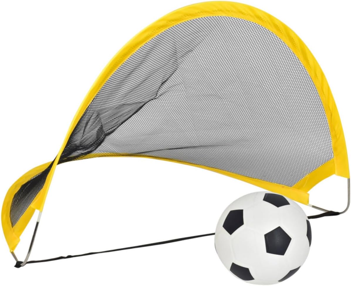 2 Pcs Foldable Soccer Goal Net Set with Inflator Mini Football and Iron Nails for Outdoor Training and Sports Play Portable Football Training Door for Boys