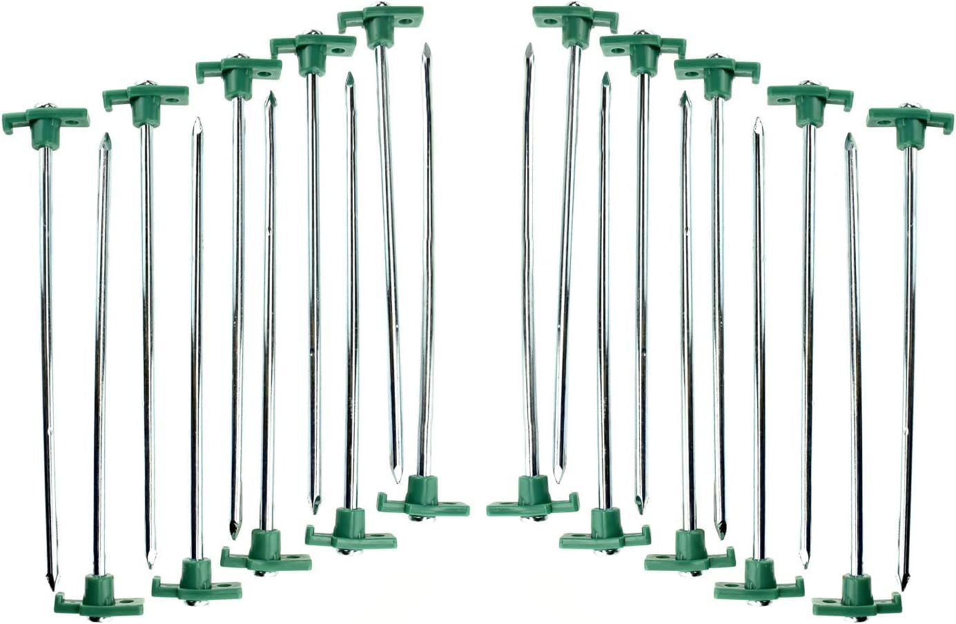 SE Heavy-Duty Metal Tent Pegs Stake Set - 20-Pack, 10.5" Galvanized Steel Pegs for Secure Anchoring in Various Terrains - 9NRC10-20