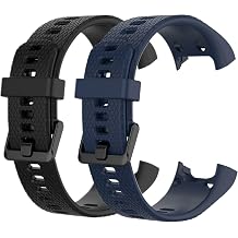 HUABAO Watch Strap for Garmin vivosmart HR, Adjustable Silicone Sport Strap Replacement Band for Garmin vivosmart HR Smart Watch Black+Dark Blue