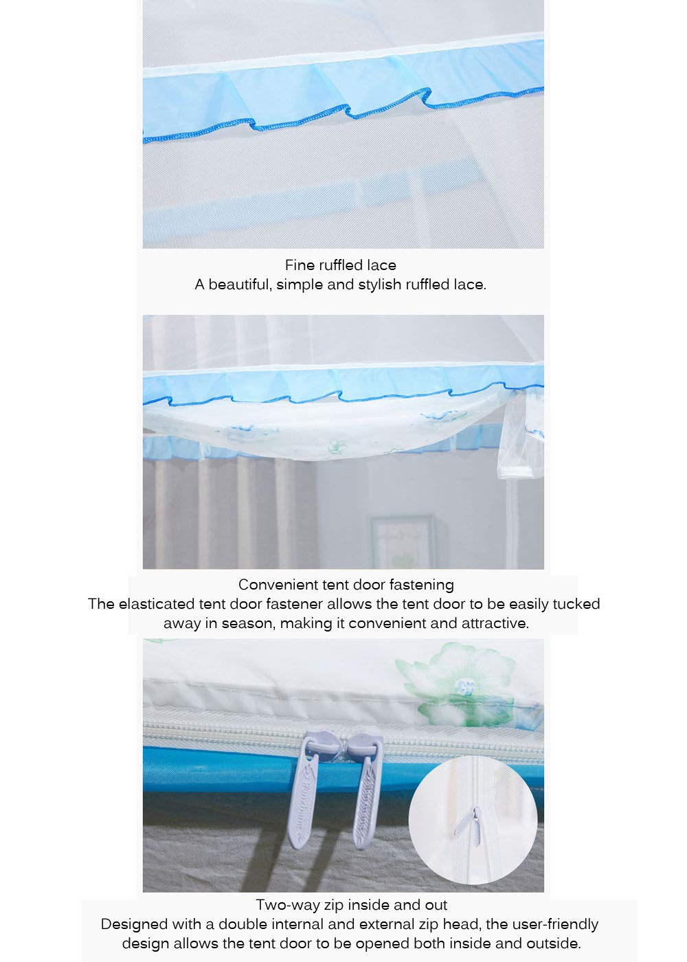 Zanzariera, Baldacchino per Letto Pop Up Pieghevole Facile da Installare con Fondo Anti Punture di Zanzara per Letto Campeggio Viaggi Casa All'aperto,2,1.2 * 2m