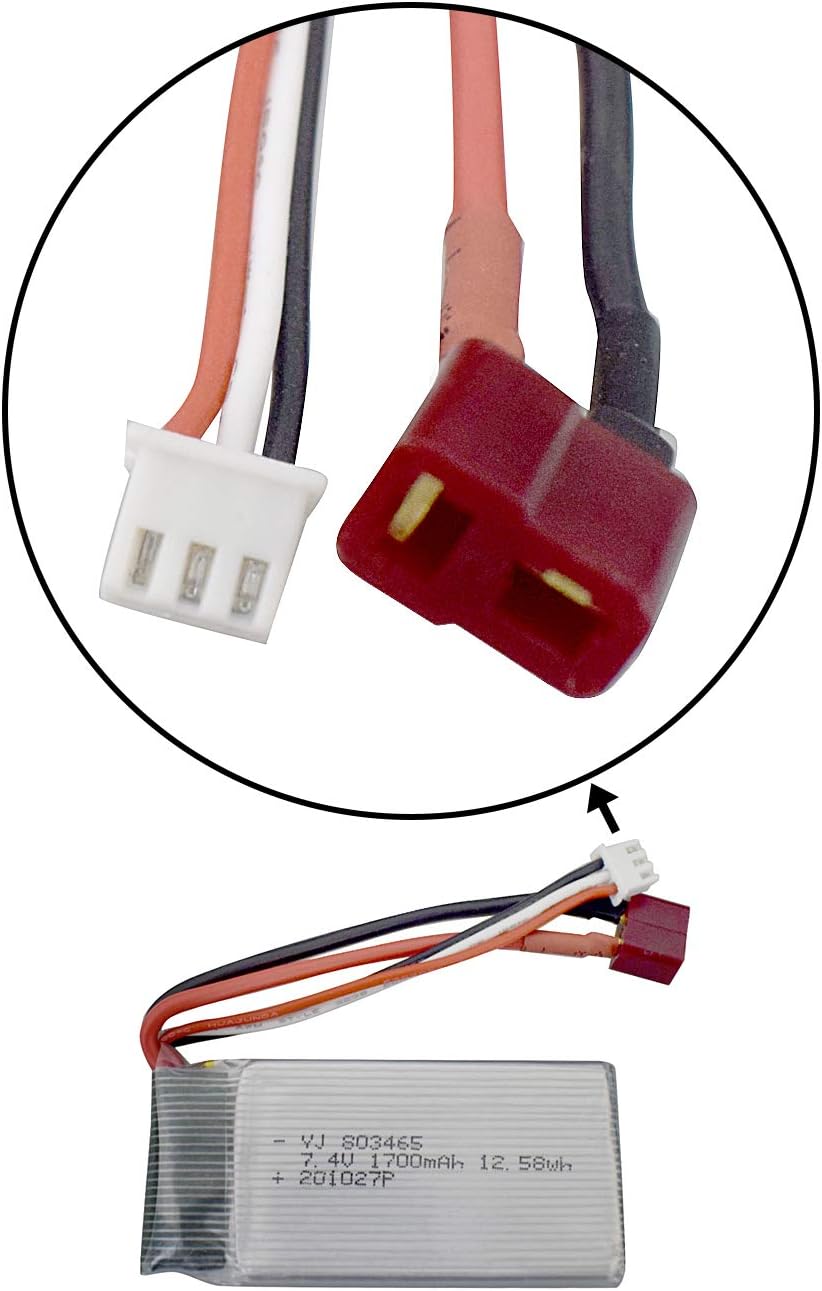 3PCS 7.4V 1700mAh Li Battery with Charging Conversion Cable & Charger for 9200 9200E 9205E 9202E 9203E 9204E HB101 Remote Control Four-Wheel Drive High-Speed Off-Road RC Car