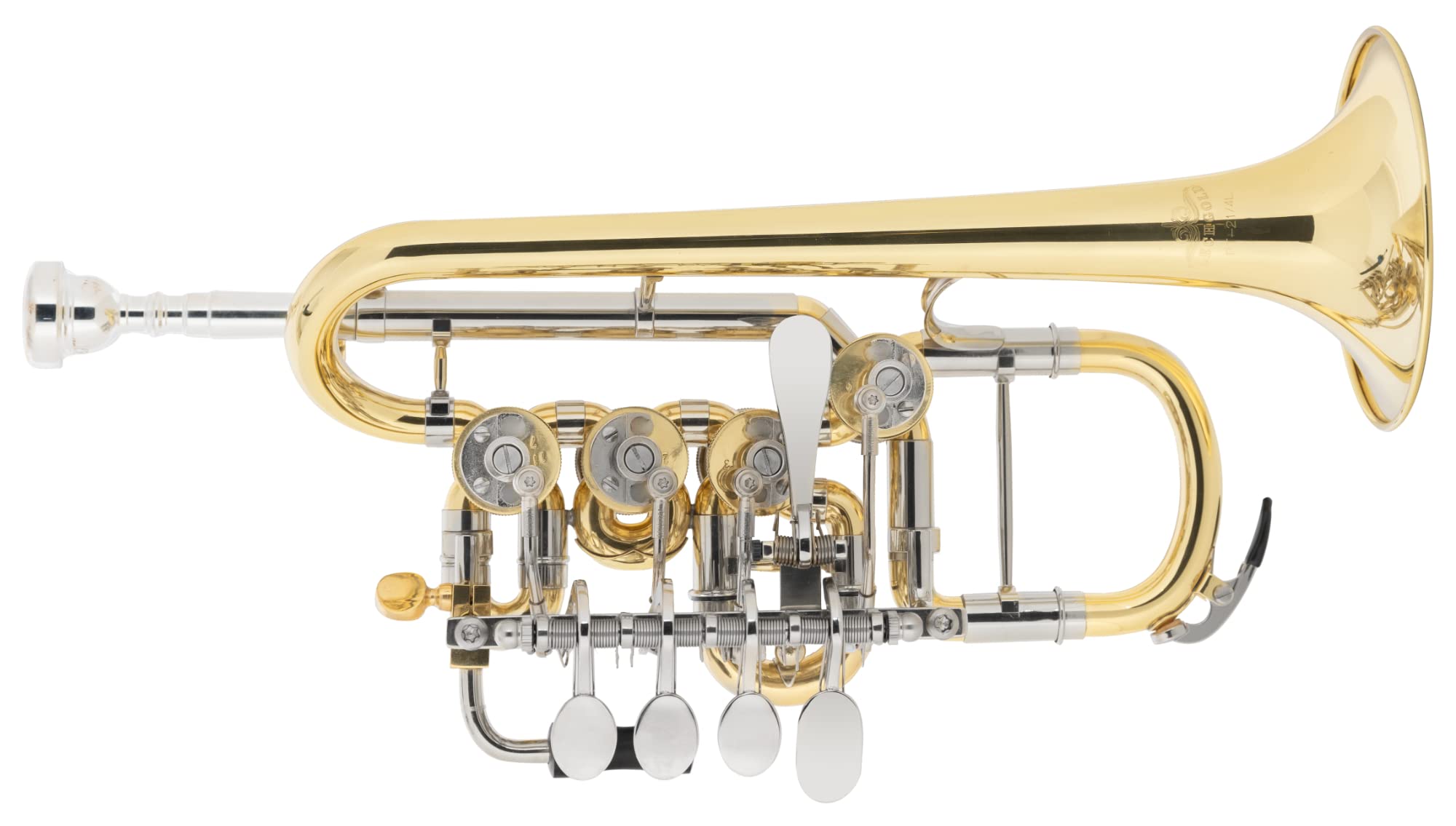 PT-21/4L Bb-/A-Piccolo Trompete - aus Messing Minibal-Gelenke - inkl. 3 x Bb-Stift & 1 x A-Stift, Leichtkoffer & Mundstück