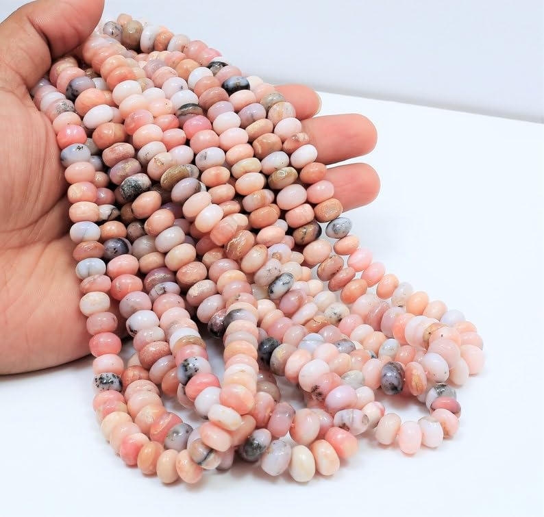 Opale rose naturelle en perles lisses au quotidien pour imaginer des bracelets