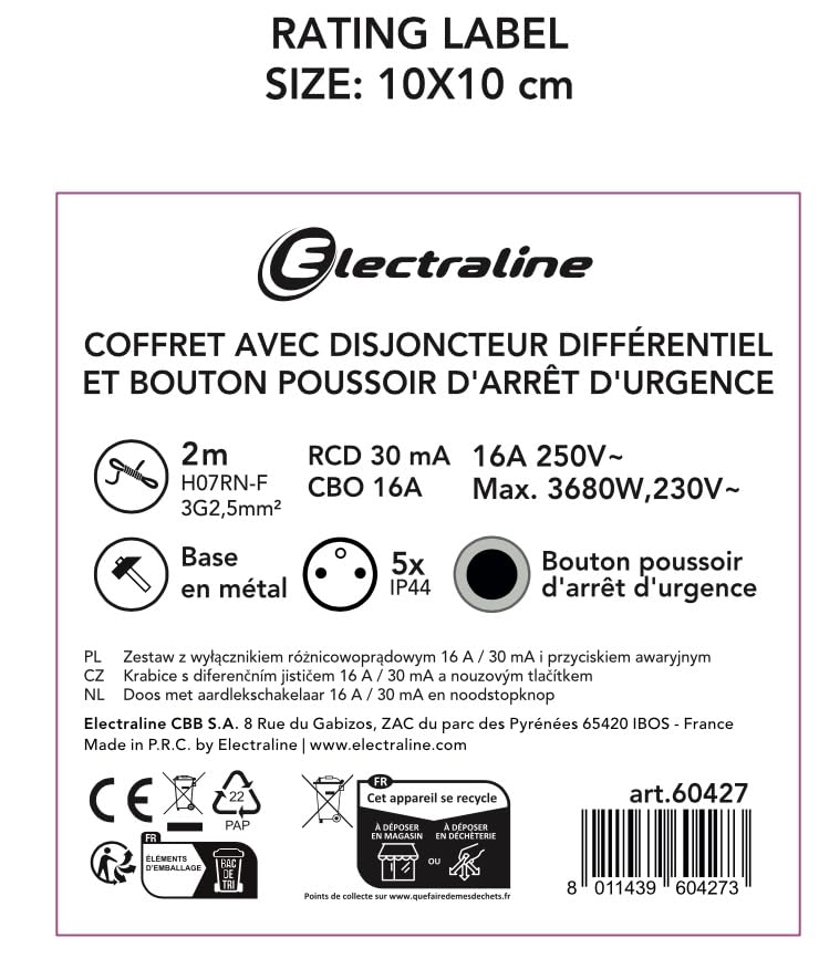 Coffret de chantier Electraline avec disjoncteur differentiel 30mA