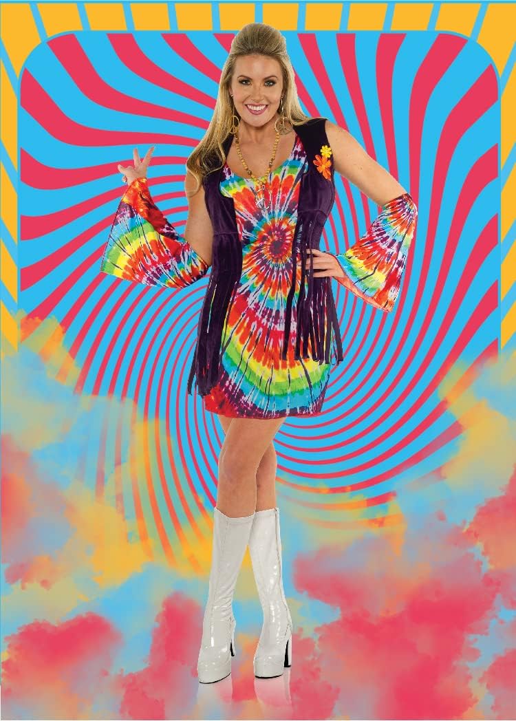 UNDERWRAPS womens Women's 1960s Retro Tie Dye Costume Dress Set-revolution