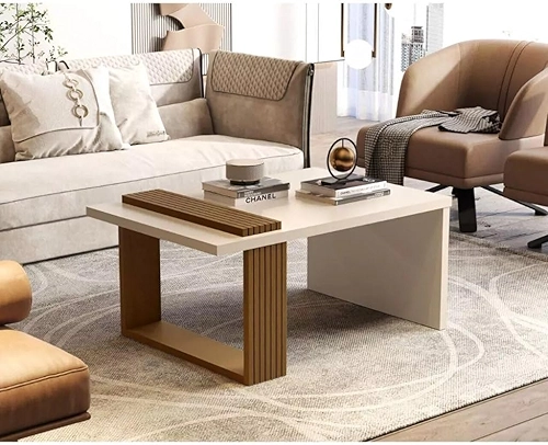 Mesa De Centro Retangular Para Sala Moderna Pérola Nature (Pérola/Nature)