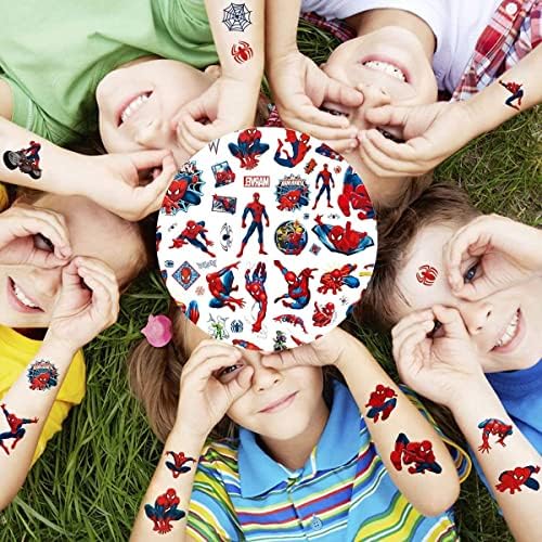 Temporary Tattoo Set Kids Tattoos for Spider Man, 100+pcs 4 Sheets Superheros Kids Tattoos Stickers Stickers for Gift Bags Children's Birthday Giveaways Girls Boys ...