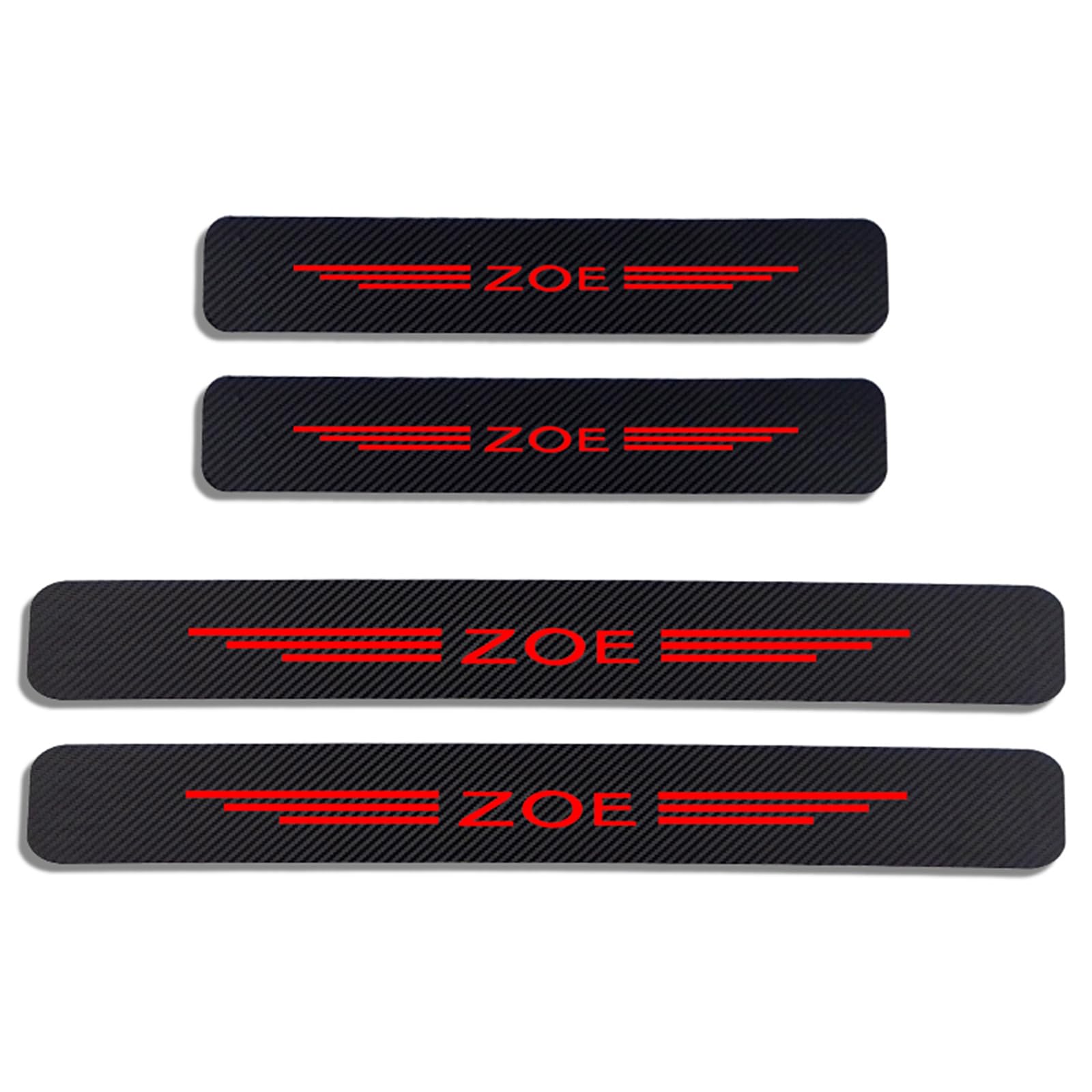 Klhywen Red 4Pcs Car Carbon Fiber Door Sill Kick Plates, For Ren-Ault Zoe, Outer Door Sill Welcome Pedal Scuff Guard Threshold Plate Sticker Trim Protection Accessories,