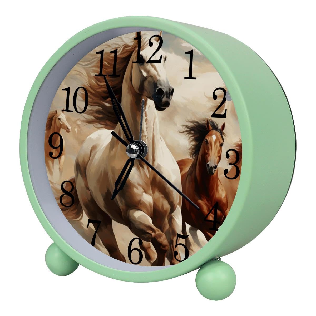 Luoweisi Alarm Clock Animals Horses, Silent Non-Ticking with Night Light