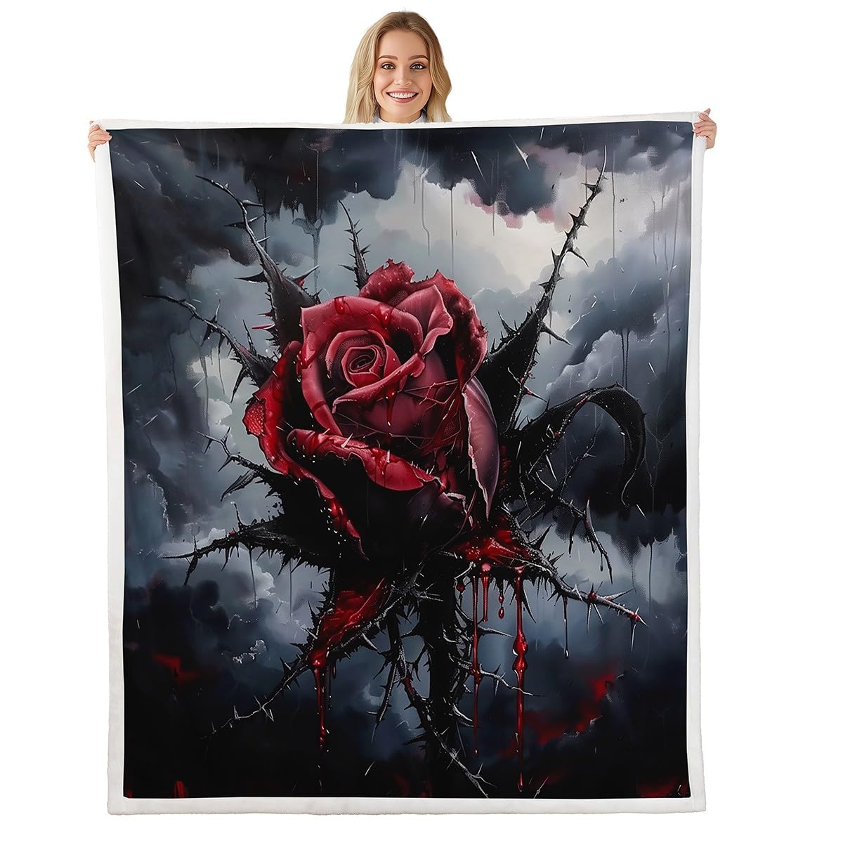 Couverture polaire flanelle douce jeté de lit canapé plaid floral gothique Halloween 228cm