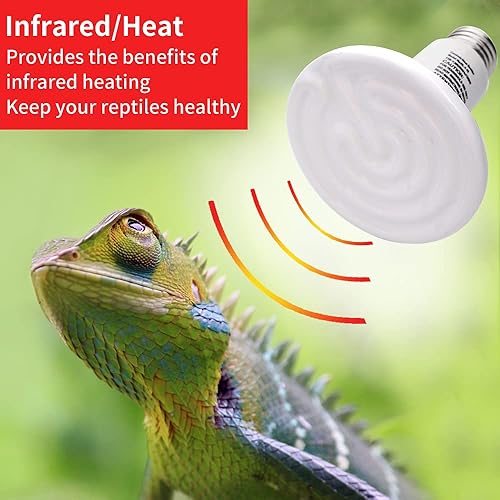 Miniatura 6 de 60 W, 2 unidades, lámpara de calor para reptiles de PTSCBS con emisor de calor de cerámica, sin daño, sin luz, lámpara de calentador infrarrojo para