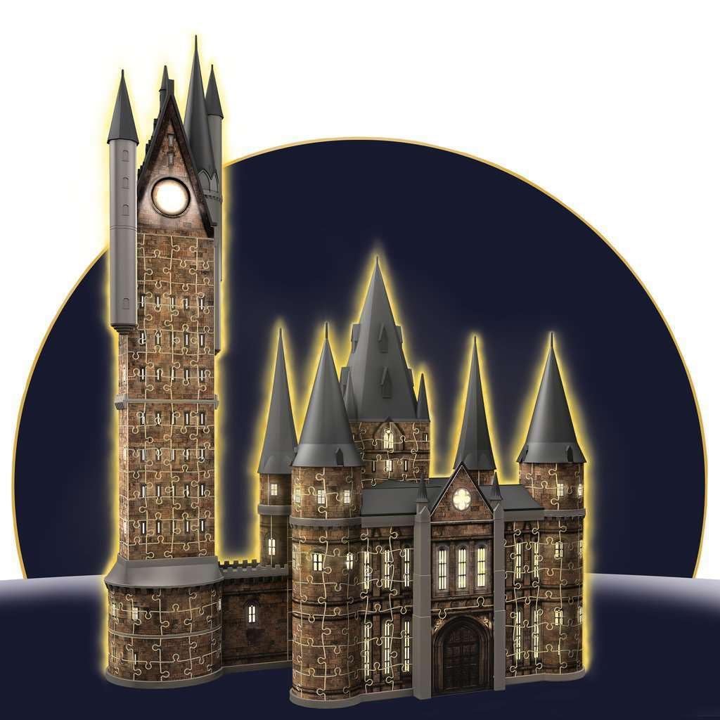 Ravensburger - Puzzle 3D Building - Château de Poudlard illuminé - La Tour d'Astronomie/Harry Potter - A partir de 10 Ans - 540 pièces numérotées à Assembler sans Colle - Accessoires Inclus - 11551