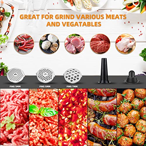 Electric Meat Grinder, 7-In-1 Meat Grinder Electric, 2500 Max,Meat Grinder With Portable Handle, Adjustable Speed Meat Grinder Machine With Sausage Stuffer & Veggies Slicer/Shredder/Grater & Kubbe Kit #TOP2