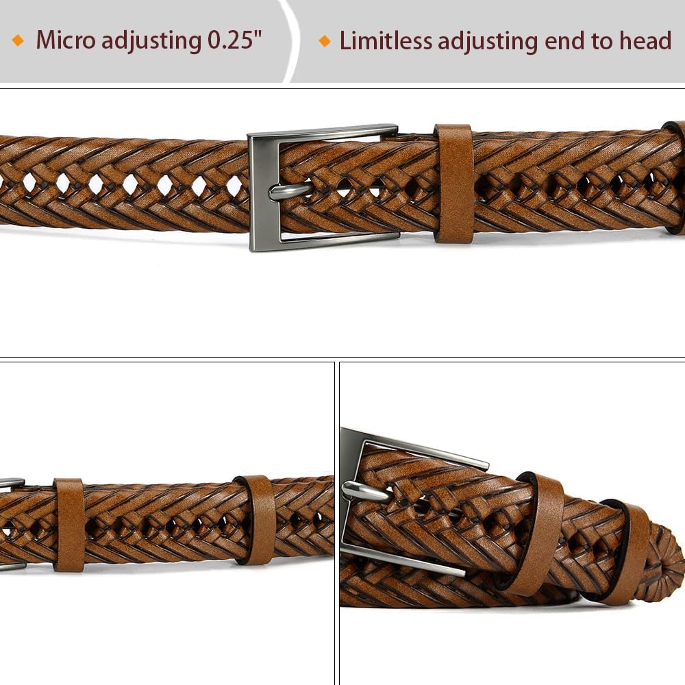 DOOPAI Mens Belts, Braided Leather Dress Belt,Woven Braided Belts for Gift Men Casual Jeans Golf - Image 4