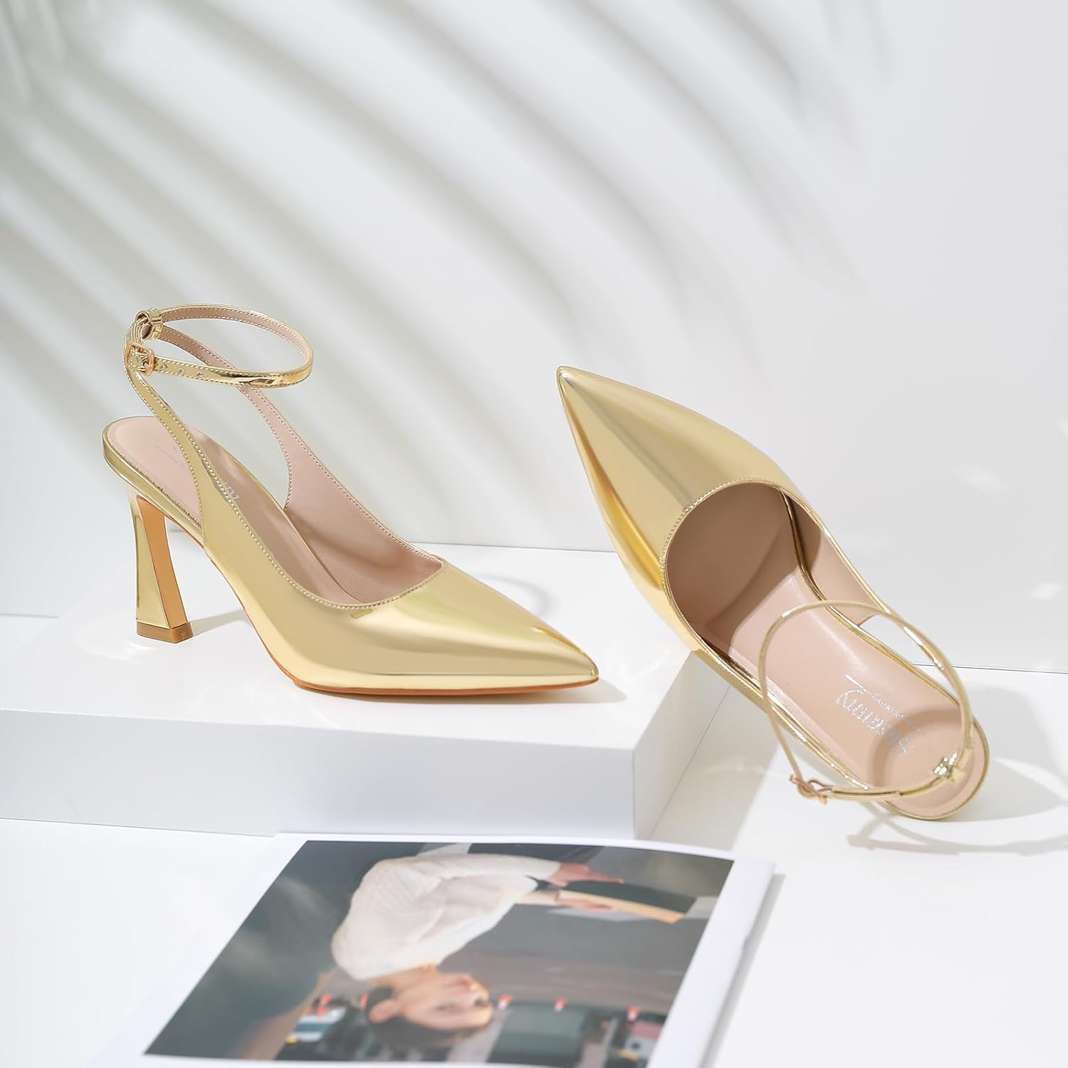 Susanny Womens Slingback Closed Toe Ankle Strap High Heels Pointed Toe Pumps Comfortable Stiletto Sexy Buckle Strappy Dressy Shoes for Wedding Bridal Party Work - Image 8