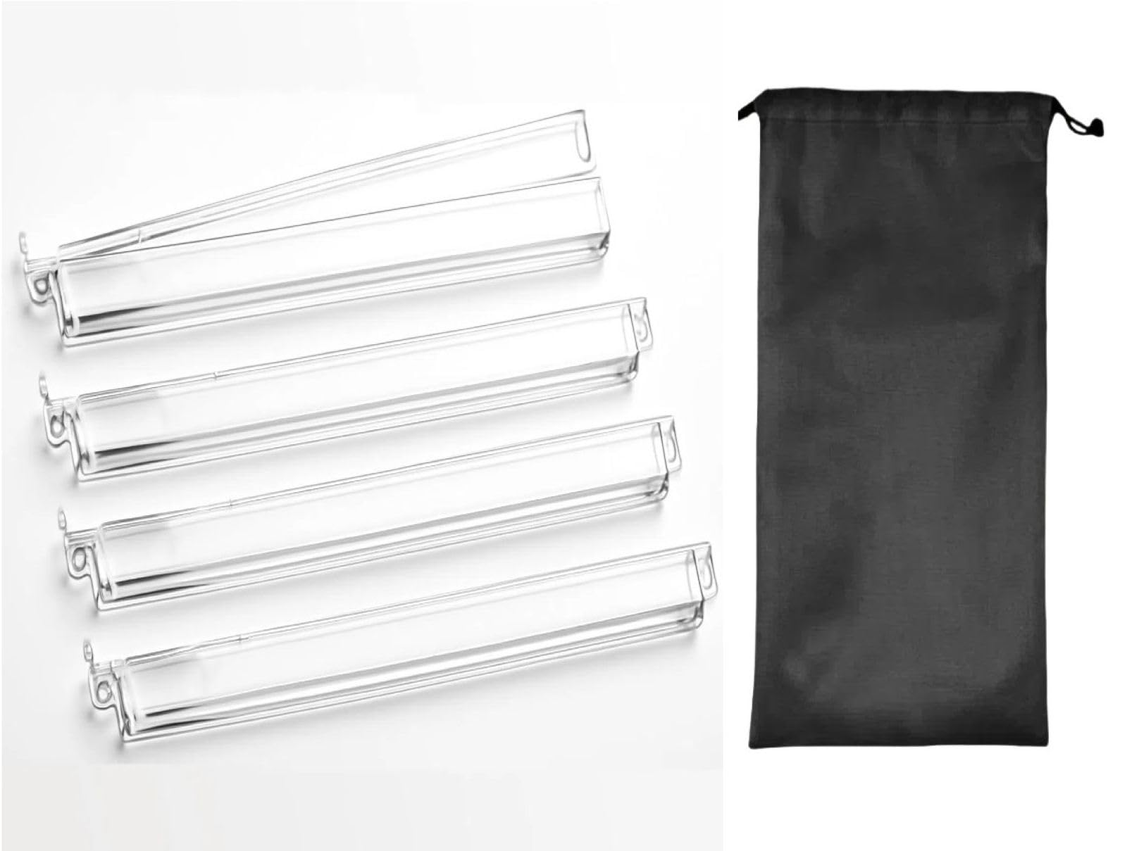 Mahjong Racks with Pushers Set of 4, Clear Acrylic All-in-One Tile Rack & Pusher Combo, Modern American/Chinese Mahjong Accessories with Storage Bag (4 Clear)