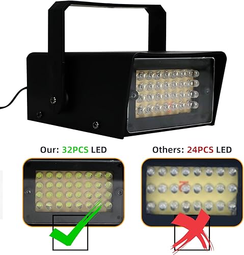 Miniatura 4 de ENUOLI Mini luz estroboscópica, 32 bombillas LED superbrillantes para Halloween, control de velocidad de flash variable luces intermitentes para