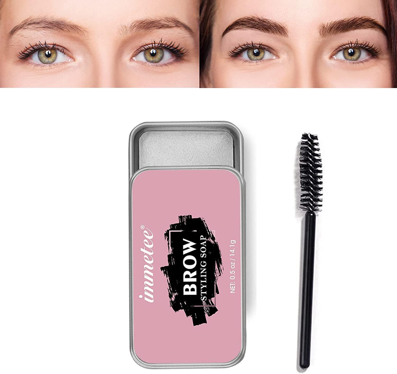 immetee Eyebrow Soap, Excellent Stereotypes Eyebrow Styling Wax, Long-lasting Waterproof Eyebrow Enhancer Gel, 3D Feathery Brows Shaping Soap Brow Freeze -0.5oz(1PC+Brush)