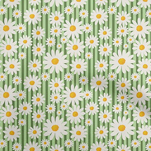oneOone Georgette Viscose Green Fabric Floral Fabric for Sewing Printed Craft Fabric By The Yard 42 Inch Wide